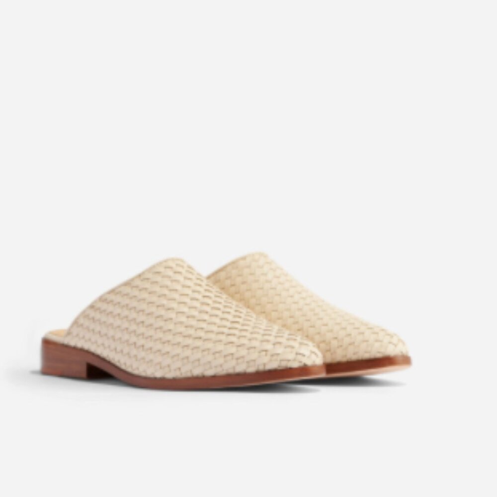Nisolo Woven Leather Mule in Cream